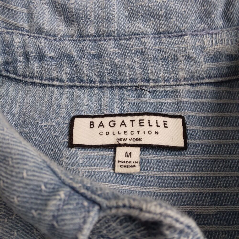 Bagatelle Collection Denim Shirt Shacket Textured Patchwork Button Down Womens M - Picture 5 of 12